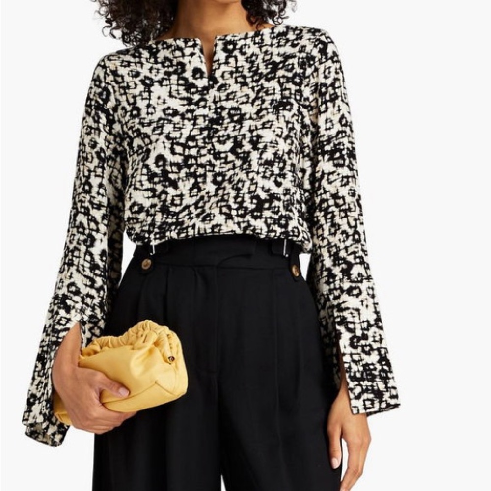 By Malene Birger Solinos Printed Blouse Black & Ivory Size 36 Small